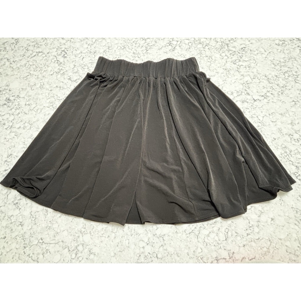Grace Black Pull On Skater Skirt Petite Small PS Elastic Waist Flowy Stretch